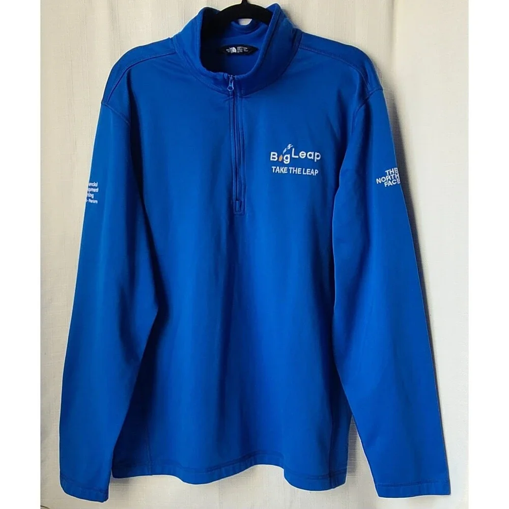 The North Face Mens XL 1/4 Zip Pullover Blue Big Leap Performance Fleece Logo